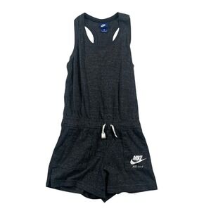 Nike Women's Romper Jumpsuit Tank‎ Top Sleeveless Gray Drawstring Pockets